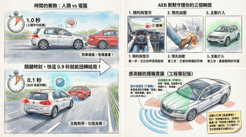 VW Skoda AEB 自動煞停, ACC 跟車系統, 汽車安全輔助系統