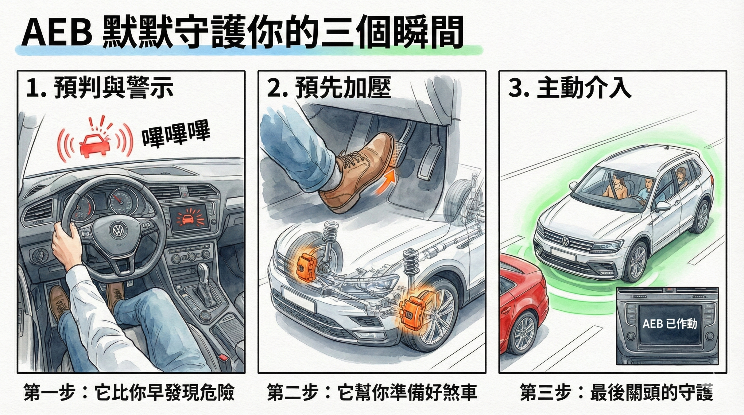 AEB自動煞停, ACC跟車, VAG改裝, 汽車主動安全