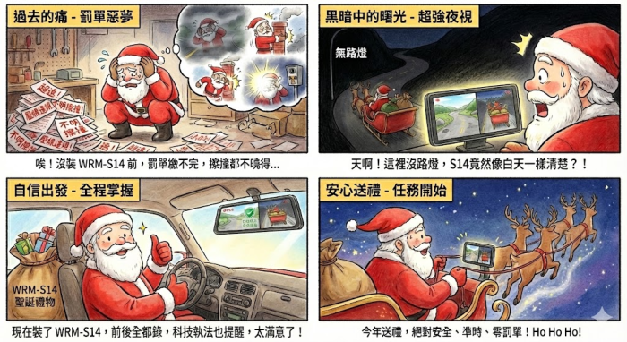 【改裝攻略】WRM S14電子後視鏡開箱:解決夜間盲點,連聖誕夜都能清晰全錄。