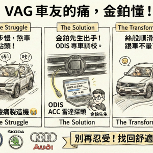 VAG ACC 雷達優化升級|2Q0 韌體刷新 AC 版本|改善急煞點頭、優化跟車