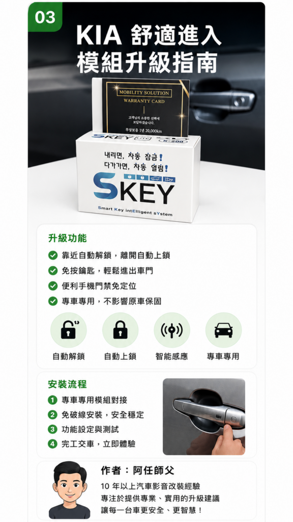 改裝攻略 38 KIA 舒適進入模組升級指南|啟動中鎖車