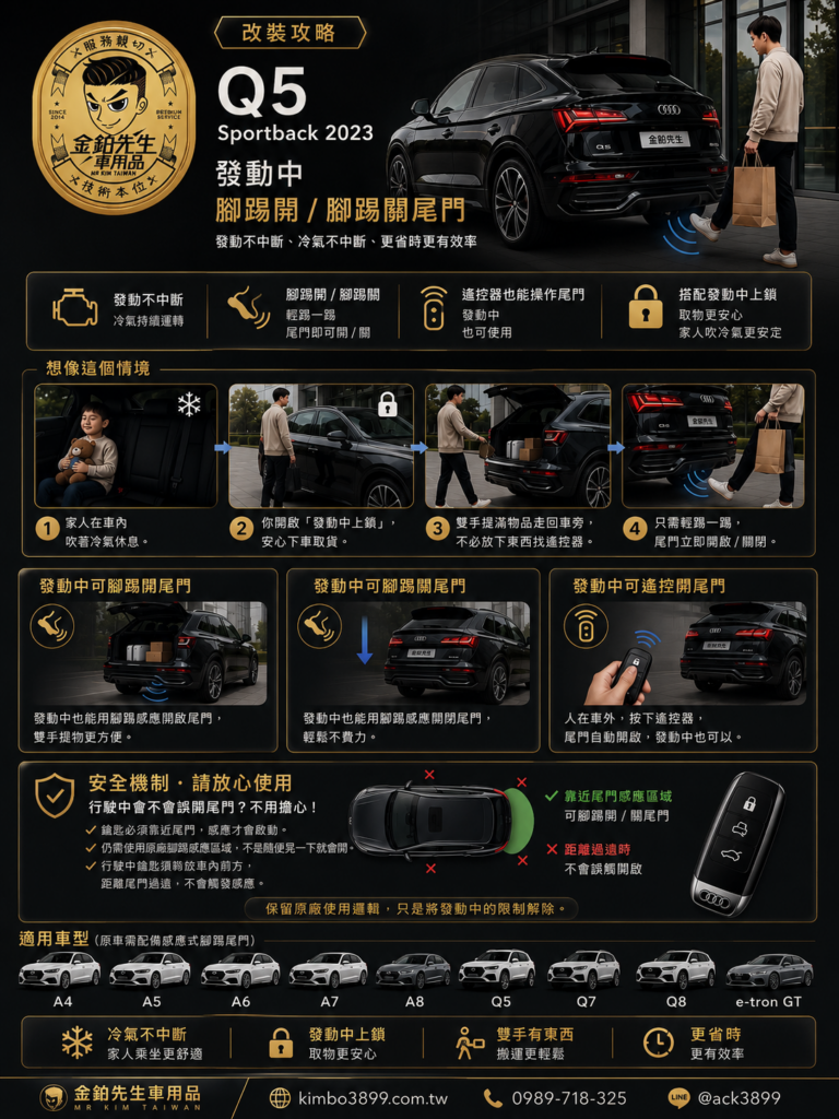 Audi發動中腳踢開關尾門|原廠功能升級 2 Audi發動中腳踢尾門