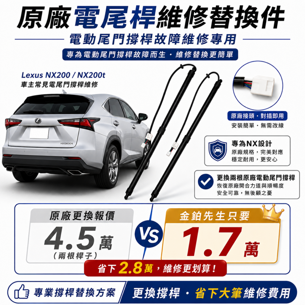 改裝攻略 35 Lexus NX200t 電動尾門維修 找金鉑先生一萬七完工