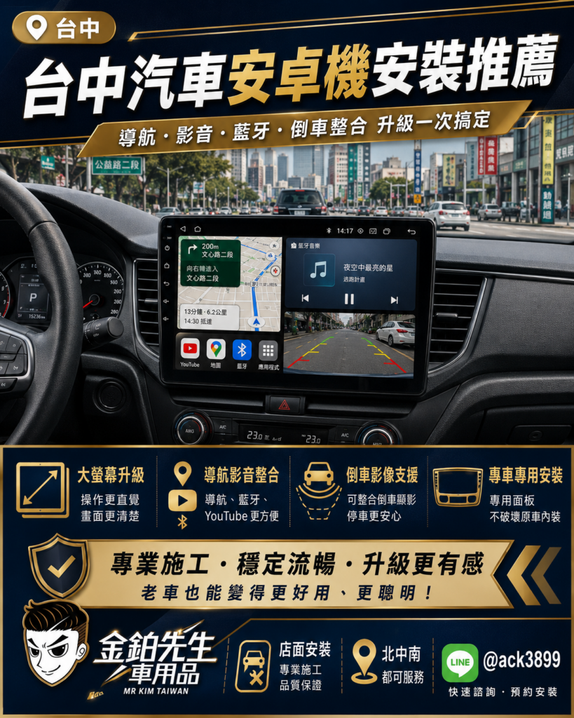 改裝攻略 22 台中汽車安卓機安裝推薦 導航影音倒車影像整合